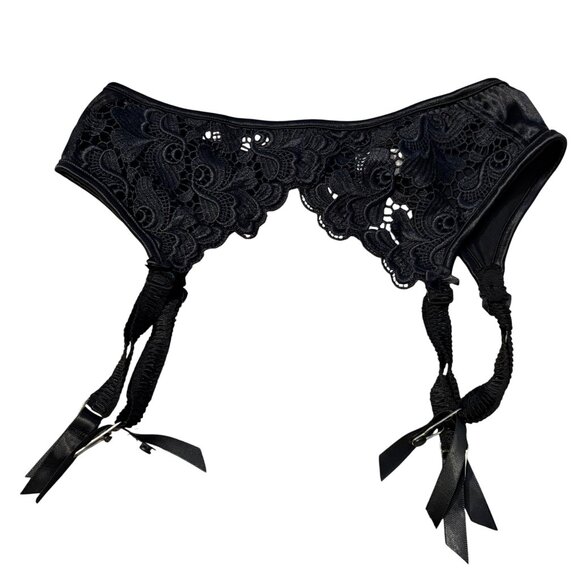 Victoria's Secret Other - Victoria's Secret Vintage Lace & Satin Black Garter Belt Small